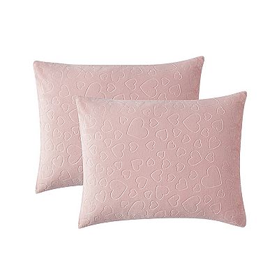 Olivia & Finn Plush Embossed Hearts Comforter Set with Shams