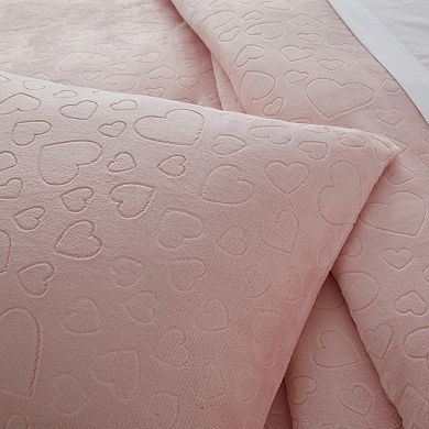 Olivia & Finn Plush Embossed Hearts Comforter Set with Shams