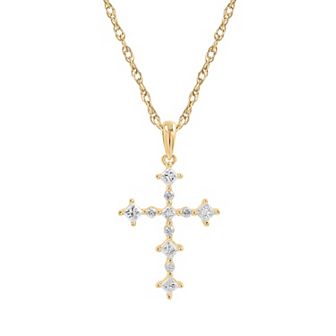 10k Gold 3/8 Carat T.W. Diamond Cross Pendant Necklace
