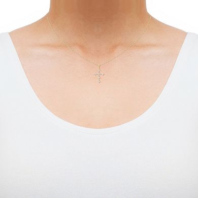 10k Gold 3/8 Carat T.W. Diamond Cross Pendant Necklace