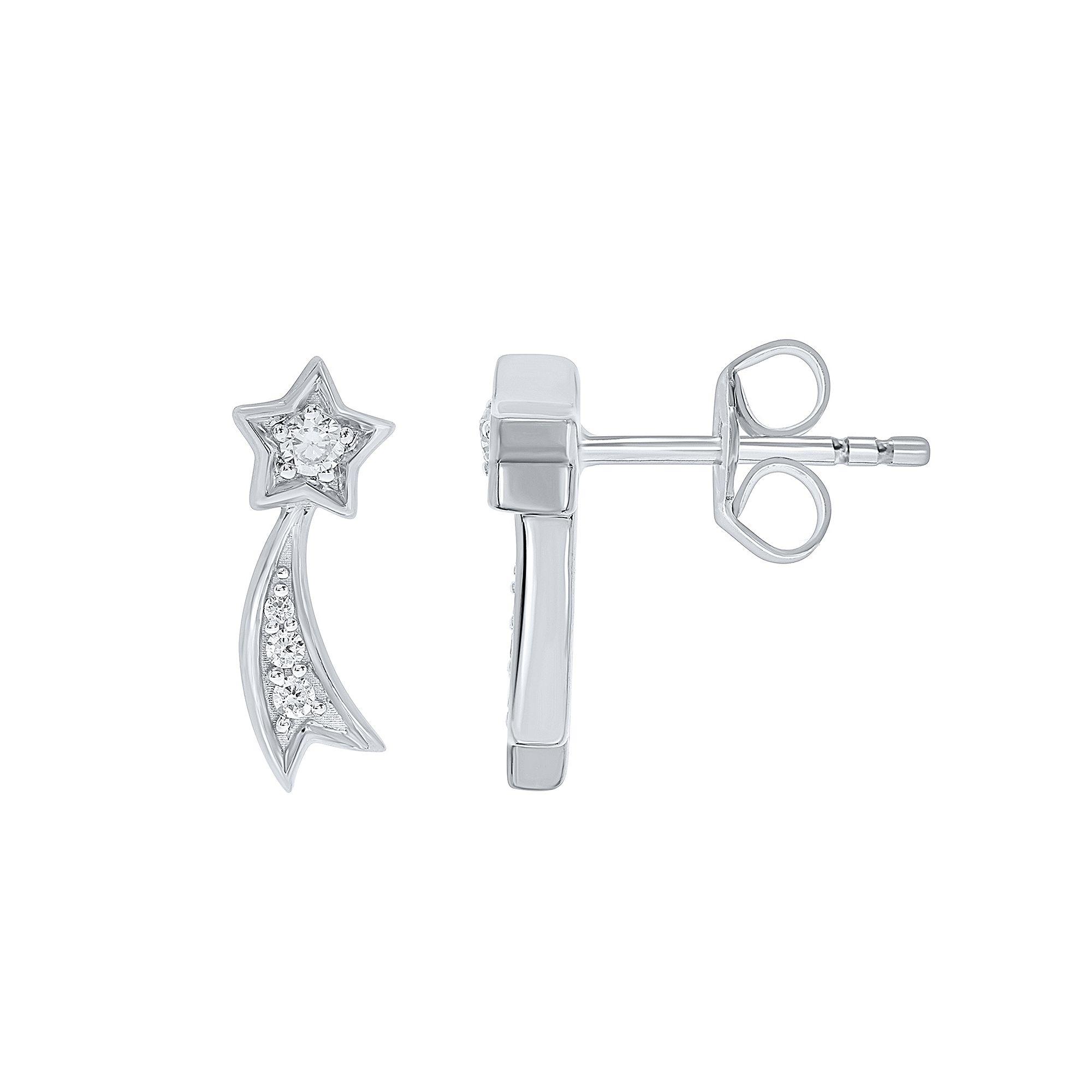 10k Gold 1/10 Carat T.W. Diamond Shooting Star Stud Earrings, Womens, 10k 