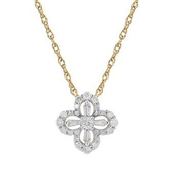 Irena Park 10k Gold 1/5 Carat T.W. Diamond Flower Pendant Necklace