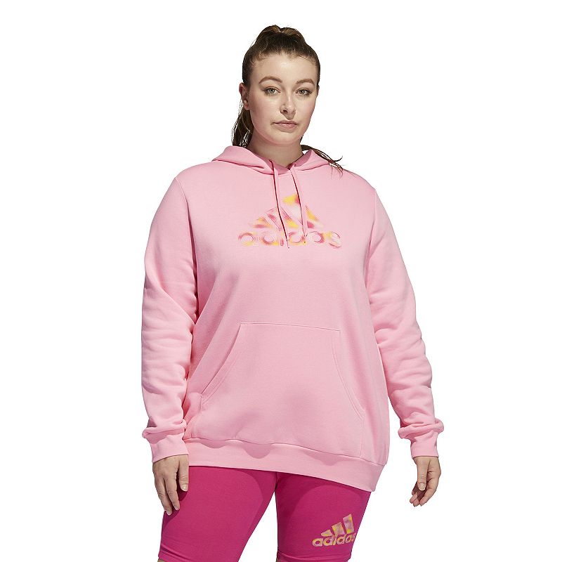 Plus Size adidas Badge of Sport Two-Tone Graphic Fleece Hoodie, Womens, Si