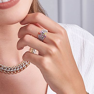 Stella Grace 14k Gold Multicolor Sapphire Cluster Floral Ring