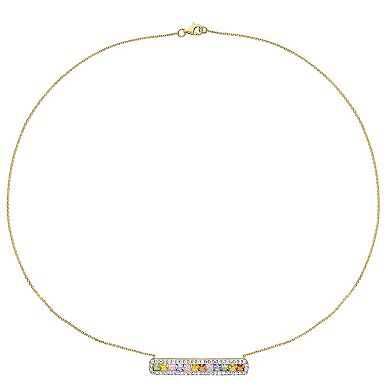 Stella Grace 14k Gold Multicolor Sapphire Bar Necklace
