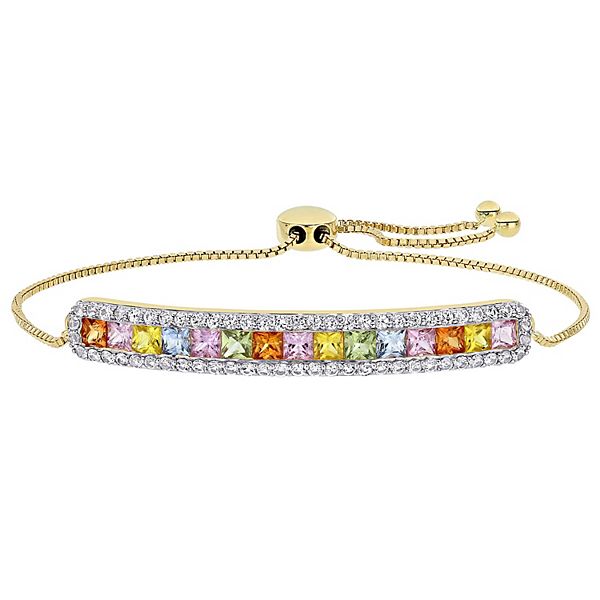 Stella Grace 14k Gold Multi-Color Sapphire Adjustable Tennis Bracelet