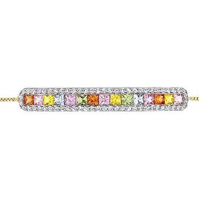 Stella Grace 14k Gold Multi-Color Sapphire Adjustable Tennis Bracelet