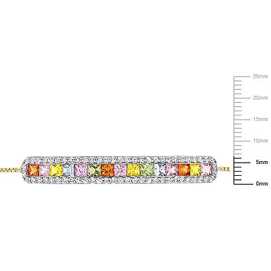 Stella Grace 14k Gold Multi-Color Sapphire Adjustable Tennis Bracelet