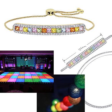 Stella Grace 14k Gold Multi-Color Sapphire Adjustable Tennis Bracelet