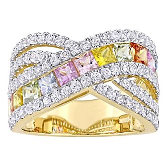 Stella Grace 14k Gold Multicolor Sapphire Crossover Ring
