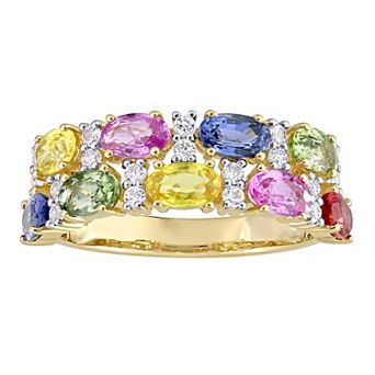 Stella Grace 14k Gold Multi-Color Sapphire Semi-Eternity Ring