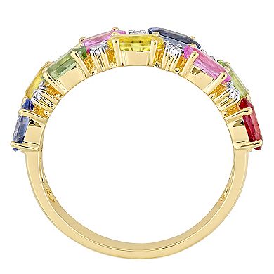 Stella Grace 14k Gold Multi-Color Sapphire Semi-Eternity Ring