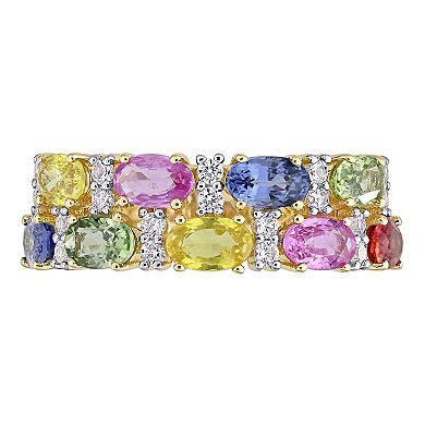 Stella Grace 14k Gold Multi-Color Sapphire Semi-Eternity Ring