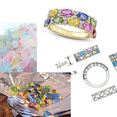Stella Grace 14k Gold Multi-Color Sapphire Semi-Eternity Ring