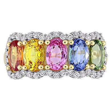 Stella Grace 14k Gold Multi-Color Sapphire 5-Stone Ring