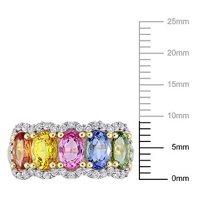 Stella Grace 14k Gold Multi-Color Sapphire 5-Stone Ring