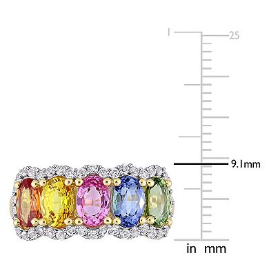 Stella Grace 14k Gold Multi-Color Sapphire 5-Stone Ring