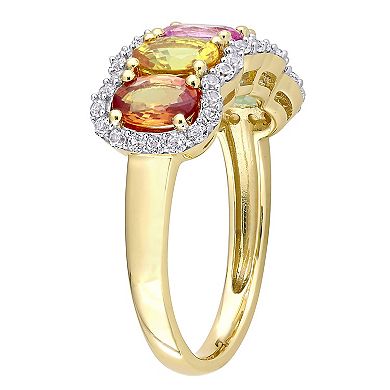 Stella Grace 14k Gold Multi-Color Sapphire 5-Stone Ring