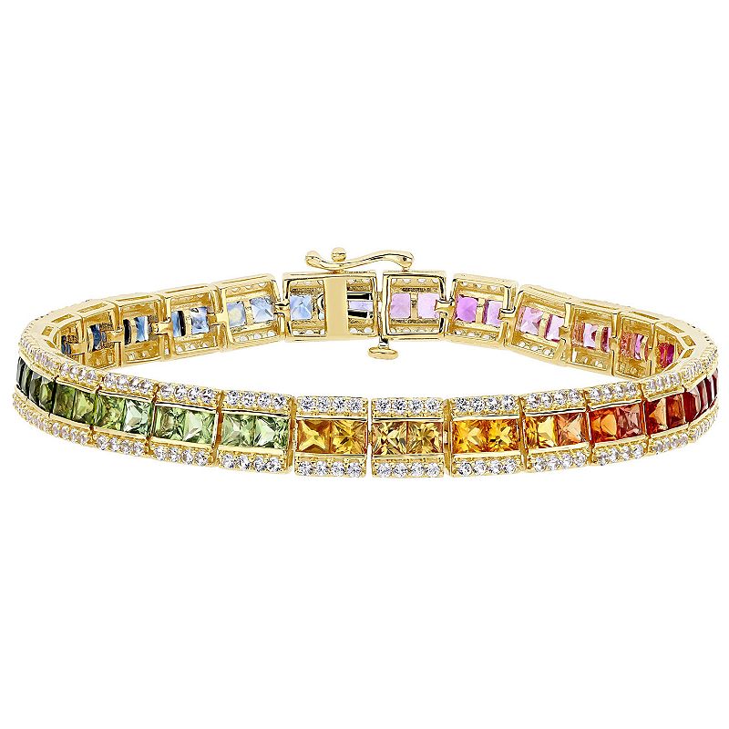 Stella Grace 14k Gold Multi-Color Sapphire Tennis Bracelet, Womens, Size: