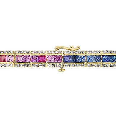 Stella Grace 14k Gold Multi-Color Sapphire Tennis Bracelet