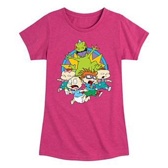 Girls 7-16 Rugrats Running from Reptar Graphic Tee