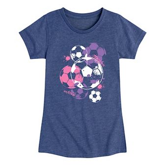 Girls 7-16 Soccerballs and Paint Graphic Tee