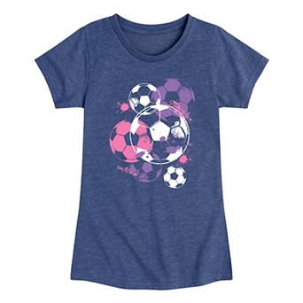 Girls 7-16 Soccerballs and Paint Graphic Tee