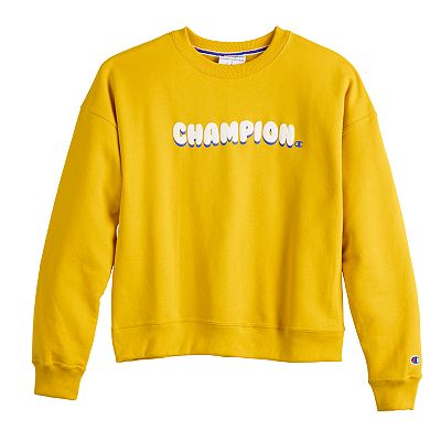 Crew Neck Champion Sweatshirt Yellow Womens Champion Women's Crew