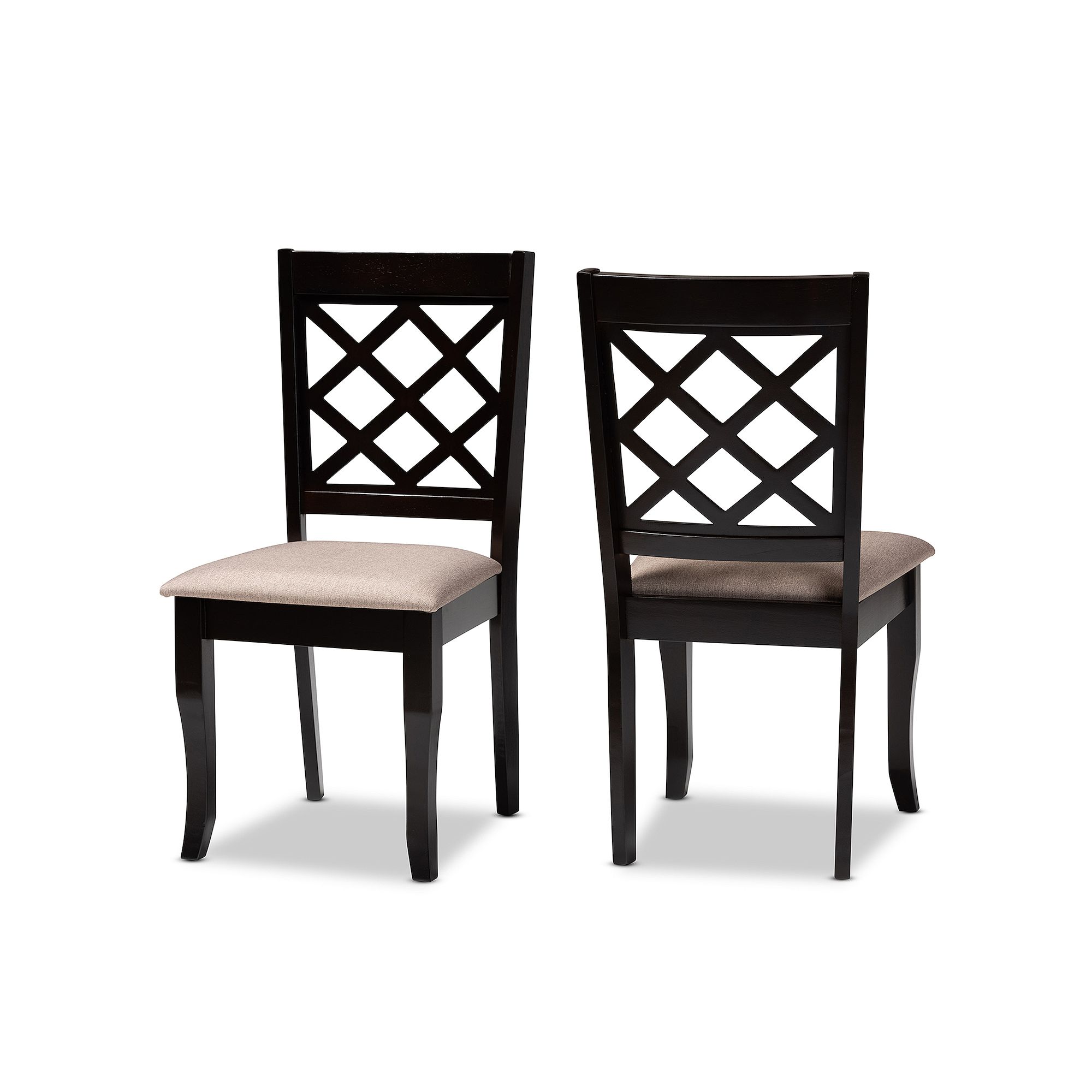 Baxton Studio Verner Dining Chair 2-piece Set, Sand Dark Brown