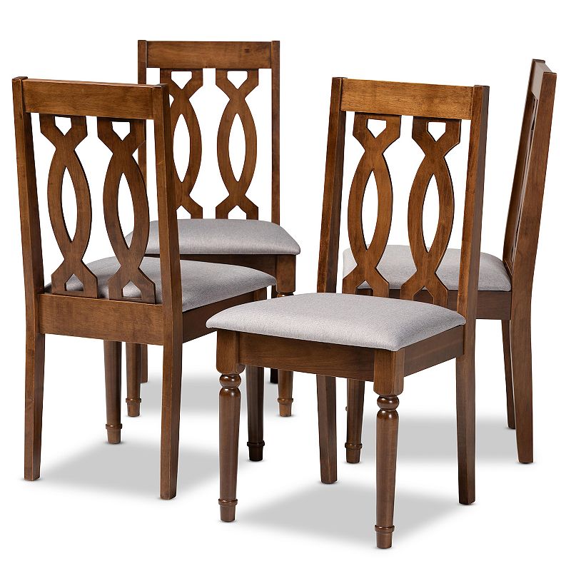 Set of 4 Cherese Fabric Upholstered Wood Dining Chairs Gray/Walnut - Baxton Studio