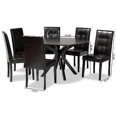 Baxton Studio Marie Dining Table & Chair 7-piece Set