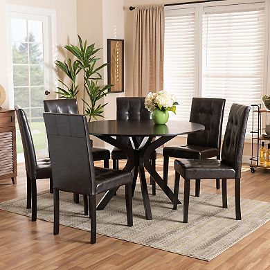 Baxton Studio Marie Dining Table & Chair 7-piece Set