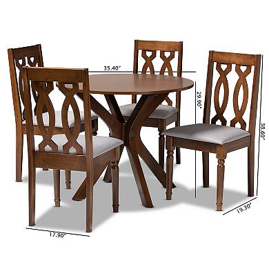 Baxton Studio Callie Dining Table & Chair 5-piece Set