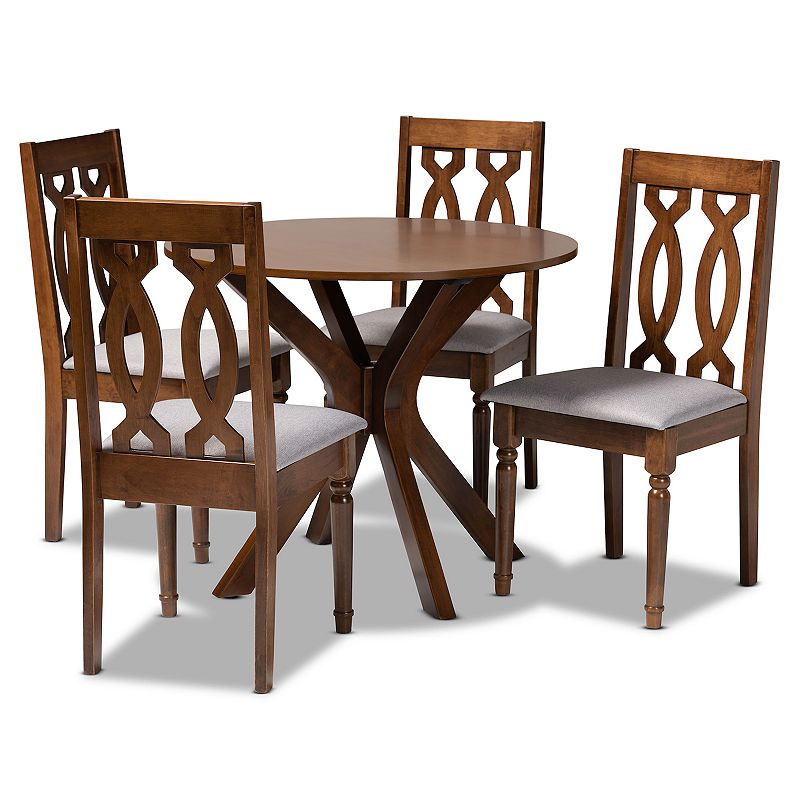 Baxton Studio Callie Dining Table & Chair 5-piece Set, Grey