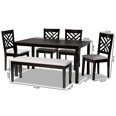 Baxton Studio Gustavo Dining Table, Bench & Chair 6-piece Set