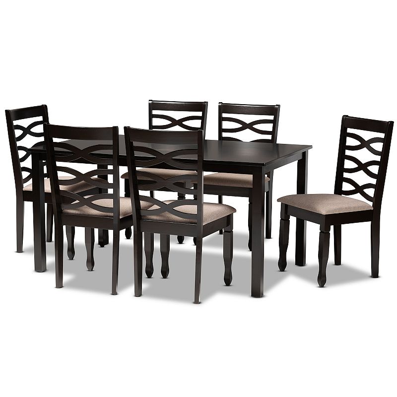 Baxton Studio Lanier Dining Table & Chair 7-piece Set, Brown