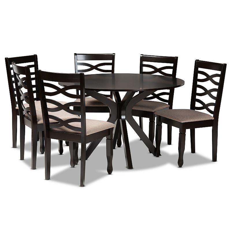 Baxton Studio Mila Dining Table & Chair 7-piece Set, Brown