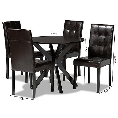 Baxton Studio Marie Dining Table & Chair 5-piece Set
