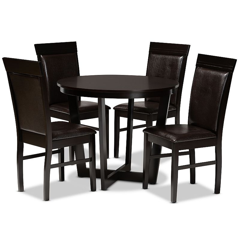 Baxton Studio Irma Dining Table & Chair 5-piece Set, Brown