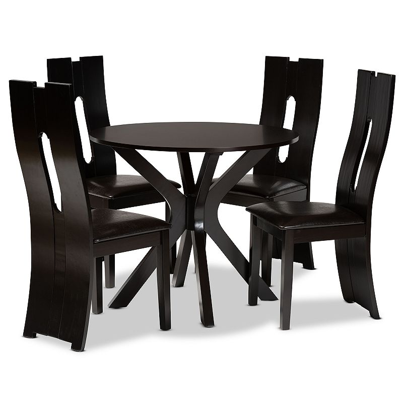 Baxton Studio Cian Dining Table & Chair 5-piece Set, Brown