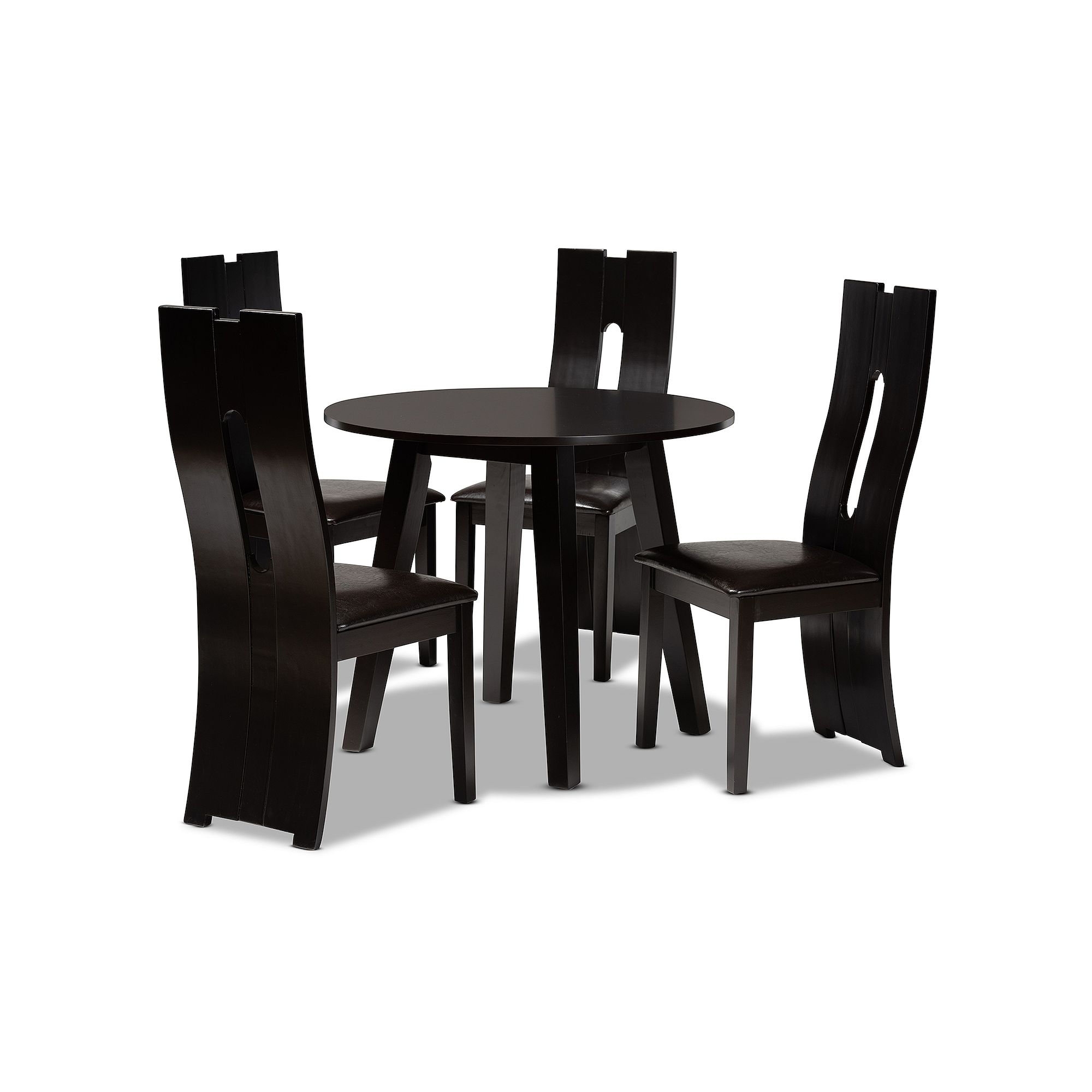 Baxton Studio Torin Dining Table & Chair 5-piece Set, Dark Brown Brown