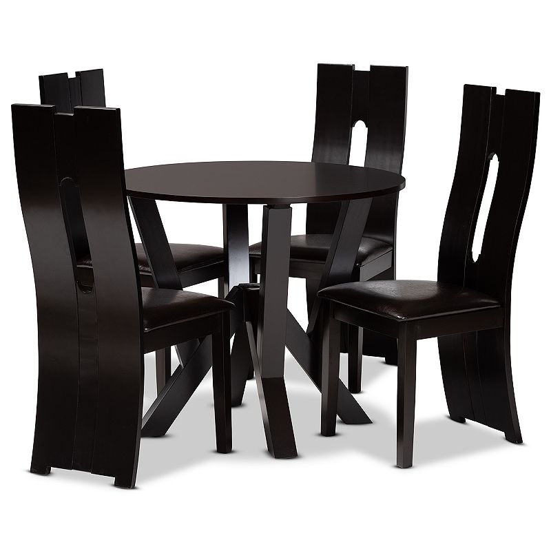 Baxton Studio Senan Dining Table & Chair 5-piece Set, Brown
