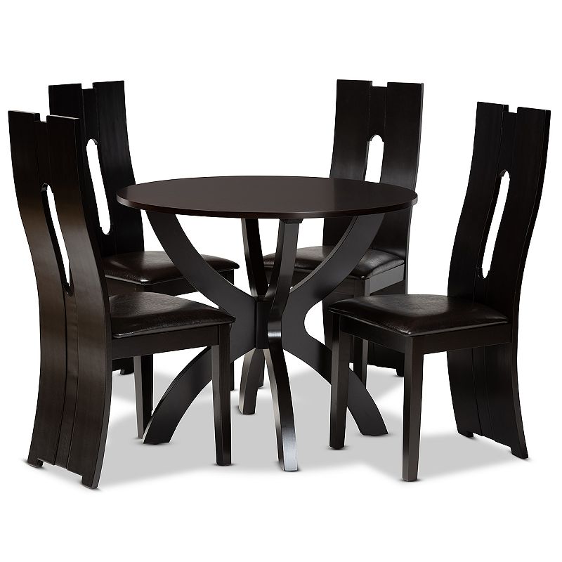 Baxton Studio Ronda Dining Table & Chair 5-piece Set, Brown