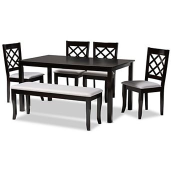 Baxton Studio Andor Dining Table, Bench & Chair 6 pc Set