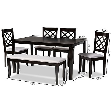 Baxton Studio Andor Dining Table, Bench & Chair 6-piece Set