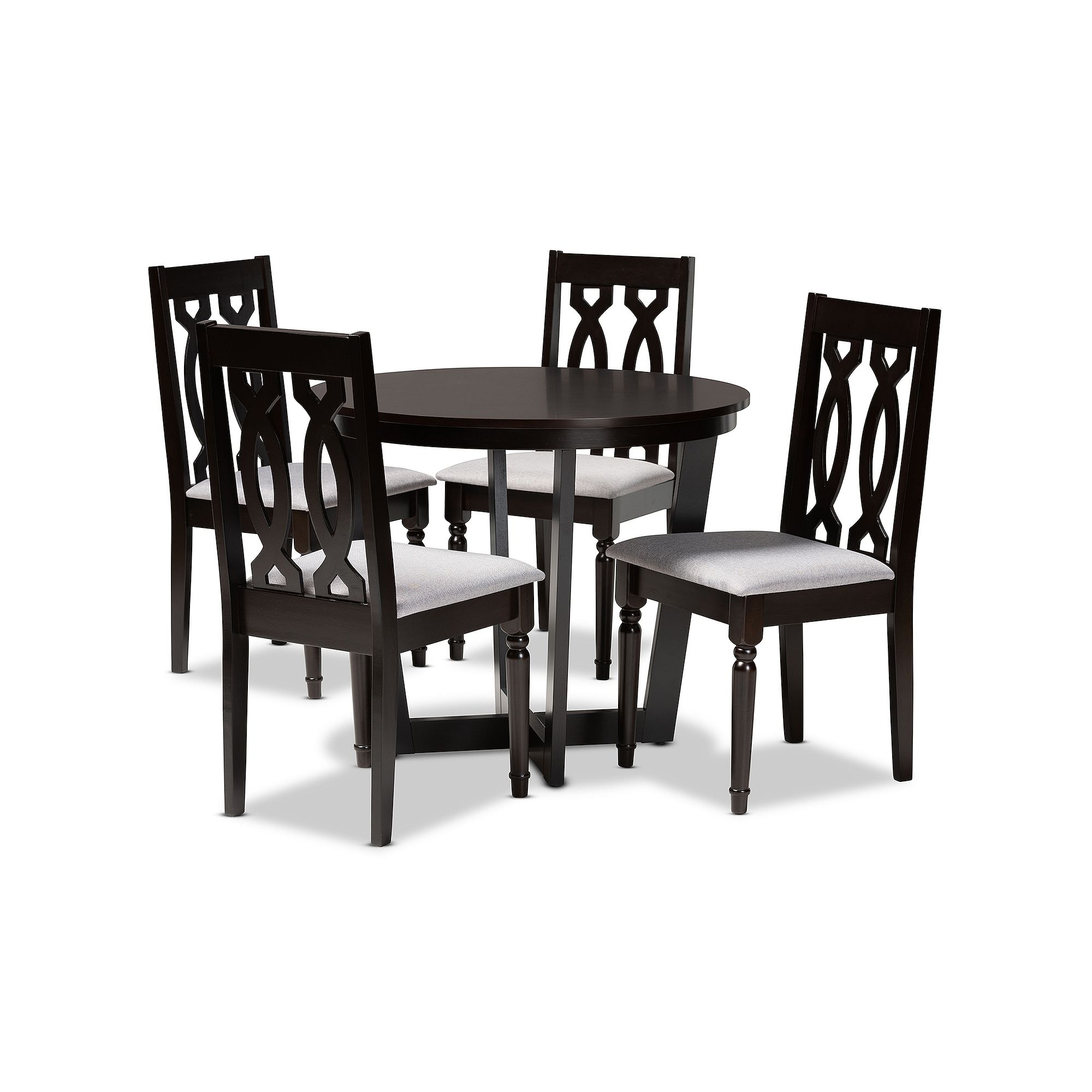 Baxton Studio Julie Dining Table & Chair 5-piece Set, Gray Brown