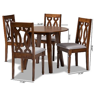 Baxton Studio Pia Dining Table & Chair 5-piece Set