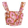 Juniors' Lily Rose Flutter Shoulder Smocked Bottom Tank Top