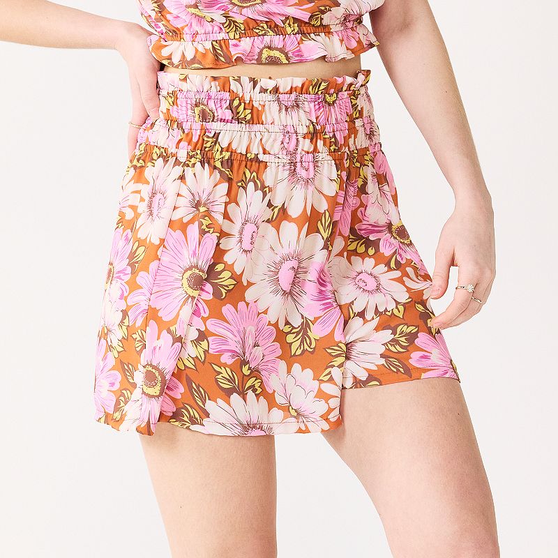 Juniors Lily Rose Smocked Waist Shorts, Girls, Size: Small, Orange