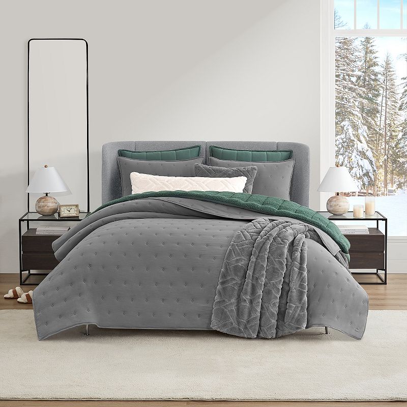 Koolaburra by UGG Koolawash Diamond Quilt Set with Shams, Grey, King